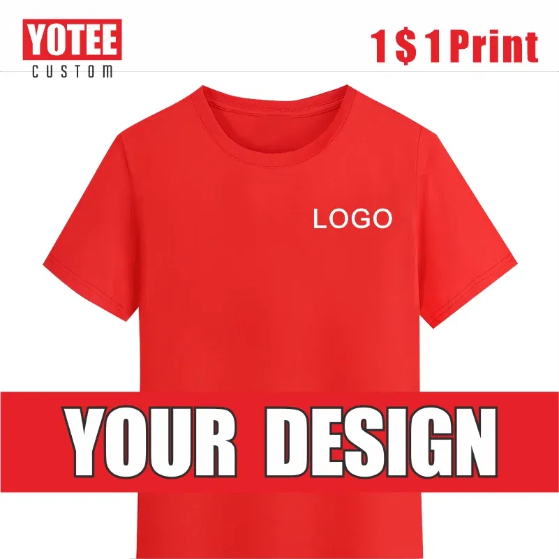 Color: black, Size: XXXL, Ships From: CHINA - YOTEE Round Neck T-shirt Cotton Logo Customized Embroidery Personal Group Fashion T-shirt Logo Customization