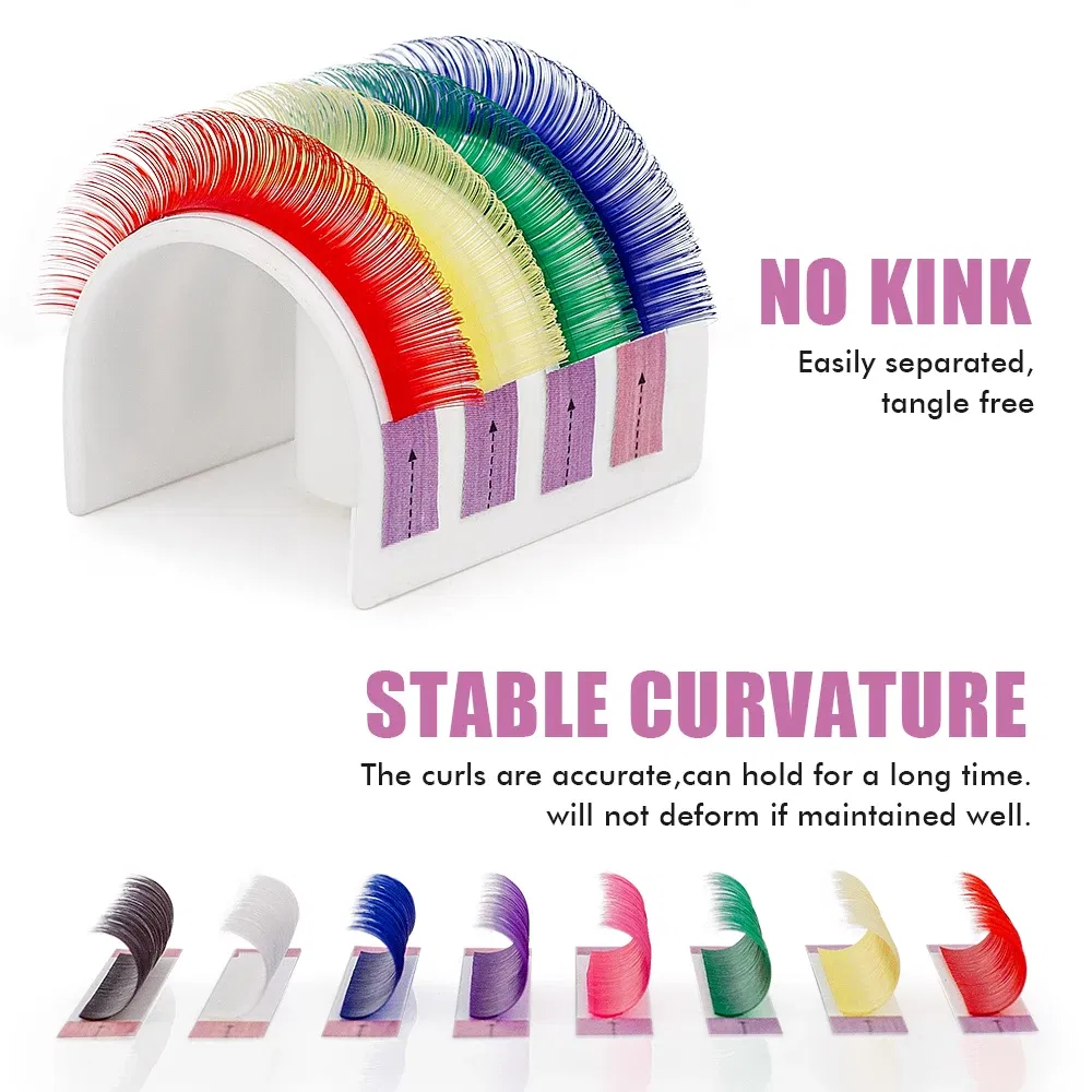 Curl: D, Thickness: 0.07mm, Length: 15mm, Ships From: CHINA - ANJOSIRMA Mix Color eyelashes Make up High Quality Soft Natural Synthetic Mink Rainbow Eyelash Extension Supplies 8 Colors Mix