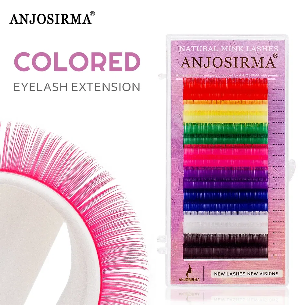 Curl: D, Thickness: 0.07mm, Length: 15mm, Ships From: CHINA - ANJOSIRMA Mix Color eyelashes Make up High Quality Soft Natural Synthetic Mink Rainbow Eyelash Extension Supplies 8 Colors Mix