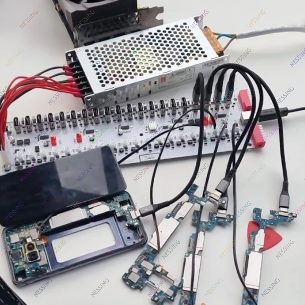 Color: Silver - Mobile Phone Group Control Equipment Motherboard Ethernet OTG USB Connection Independent Switch Smartphone USB Farm Mainboard