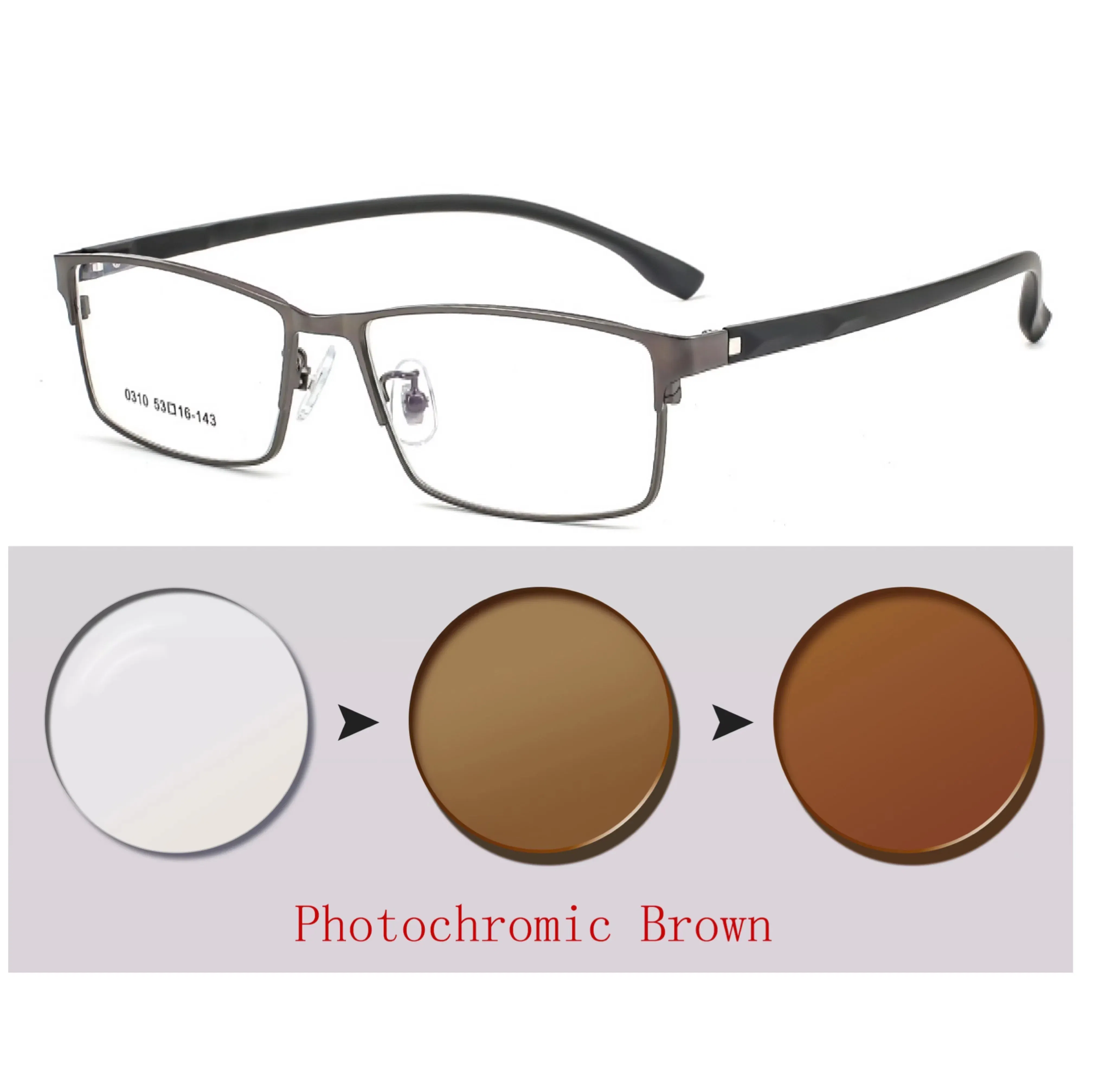 Frame Color: green, Ships From: CHINA, Eye Prescription: +150 - New Finished Myopia Sun Photochromic Glasses Fashion Chameleon Gray Lens Metal Legs With Degrees Sunglasses -1 -1.5 -2.0 -2.5 -3