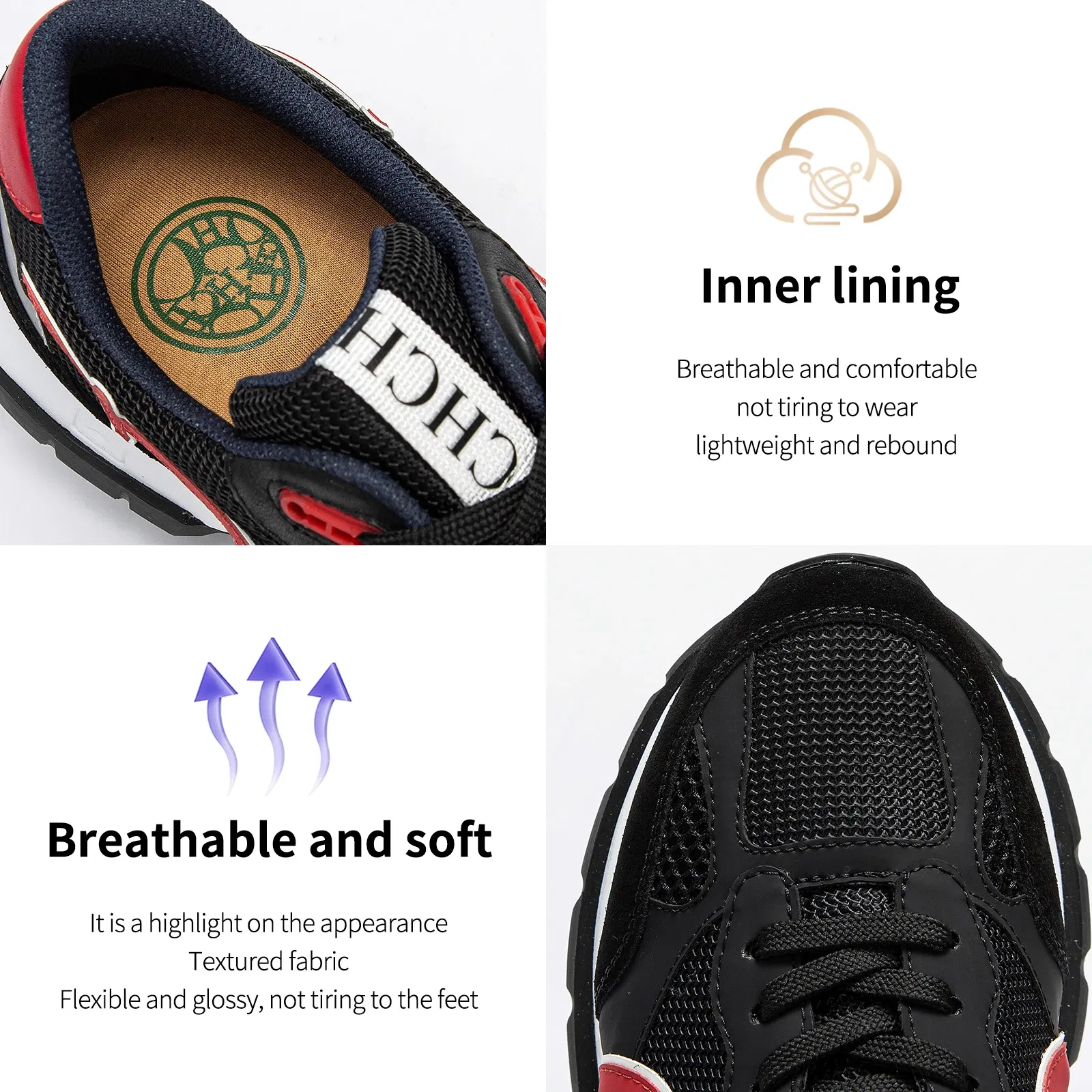 Color: GRAY, Shoe Size: 8 - CHCH Men's Tennis Shoes Black Cow Leather Material Stitching Design Men's Shoes Sports Shoes