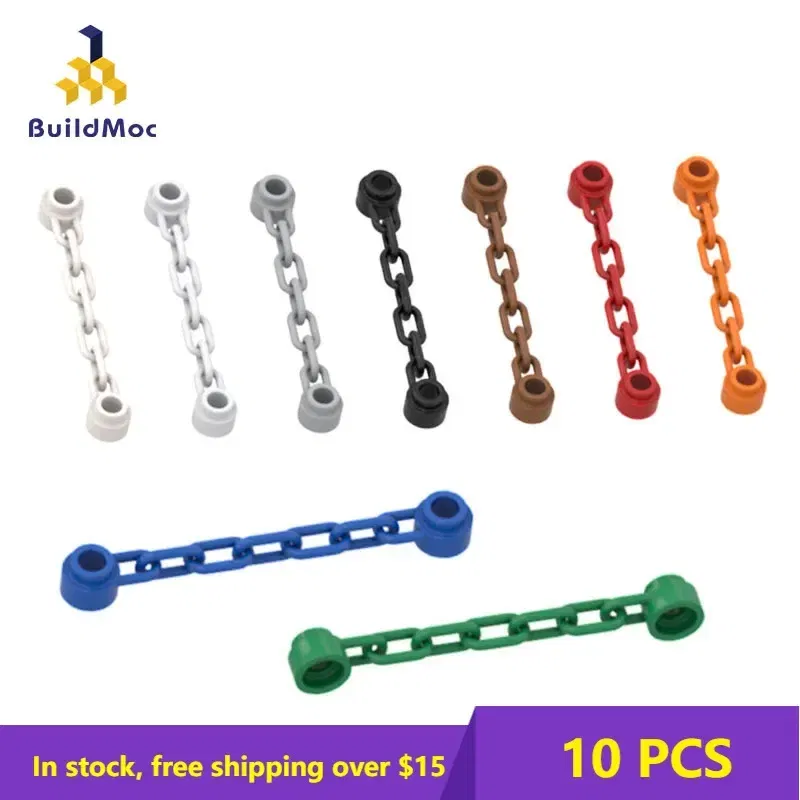 Color: Red - 10pcs Bricks MOC 92338 1x6 chain Compatible Assembles Particles For Building Blocks Parts DIY Educational Parts Toys