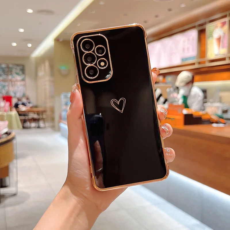 Color: black, Compatible-Phone Models: For iPhone XS Max, Ships From: CHINA - Electroplating Love Heart Phone Case For Samsung Galaxy S25 S24 Ultra S23 S22 A13 A14 A52 A53 Protect Lens Shockproof Back Cover