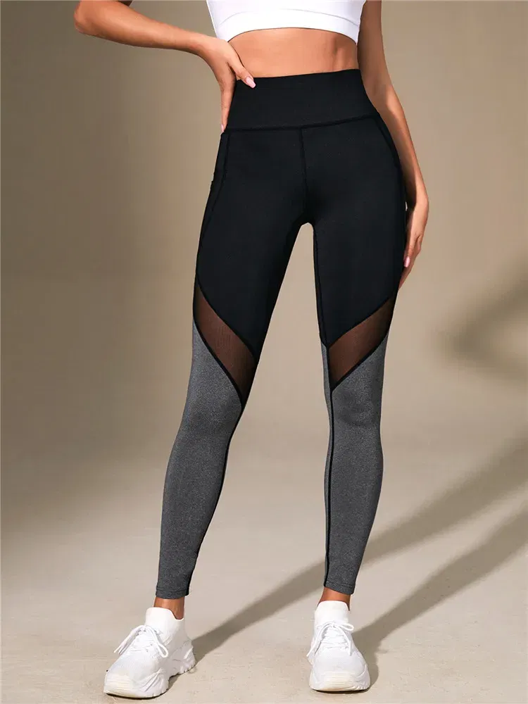 Size: L - Women Gym Yoga Butt Lifting Leggings High Waist Quick Dry Sports Pants With Elastic Waistband Exercise Trousers Workout Leggings