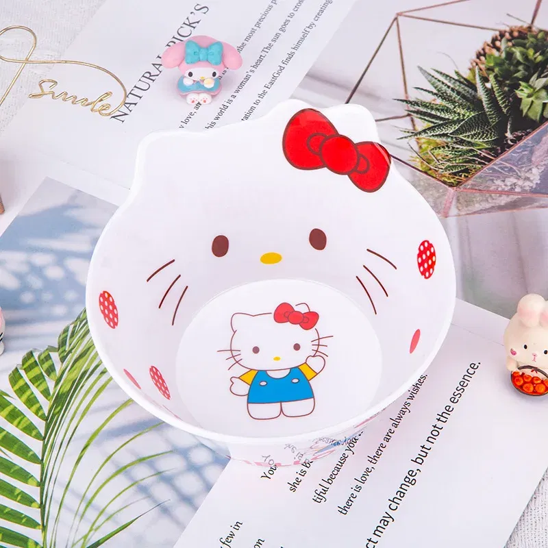 Color: Multicolor, Ships From: CHINA - New Sanrio Hello Kitty Bowl My Melody Cartoon Children's Tableware Cute Creative Anti-drop Anti-scald Soup Bowl Kid for Gifts