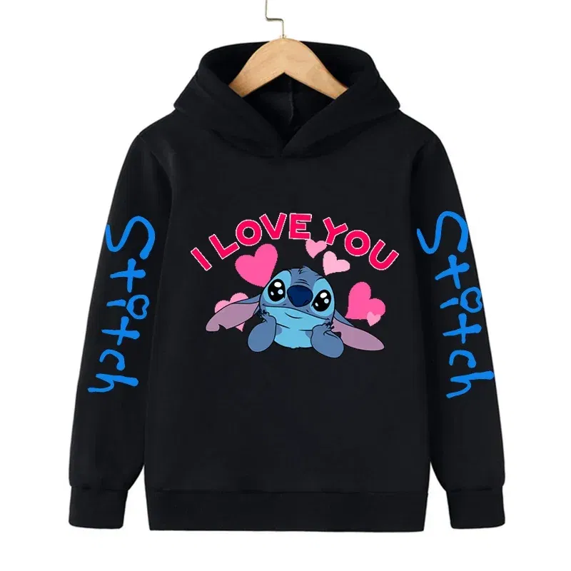 Color: army green, Size: 12" - New in Cool Stitch Hoodie Children Cartoon Clothes Kid Girl Boy Lilo and Stitch Sweatshirt Manga Hoody Baby Casual Top