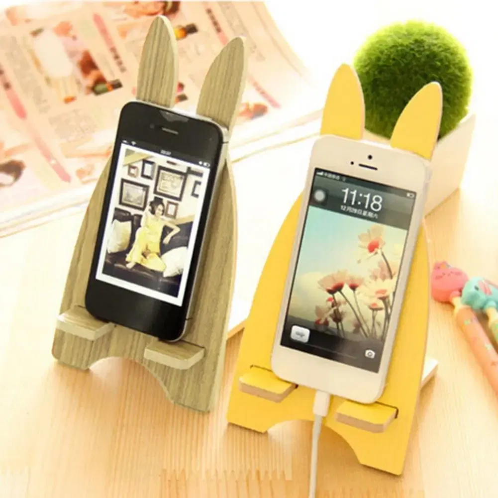 Color: black - Portable Wood Mobile Phone Cellphone Holder Desktop Mount Stand Bracket Rack Mobile Phone Accessories 2021