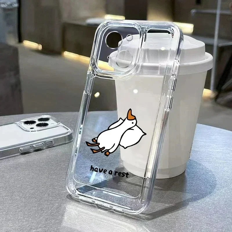 Color: Blue, Compatibility by Model: iPhone 13 Pro Max - Cute Duck Phone Case For iPhone 16 15 14 13 12 11 Pro Max XS X XR 7 8 Plus Mini SE 2020 2022 Mobile Funda Transparent