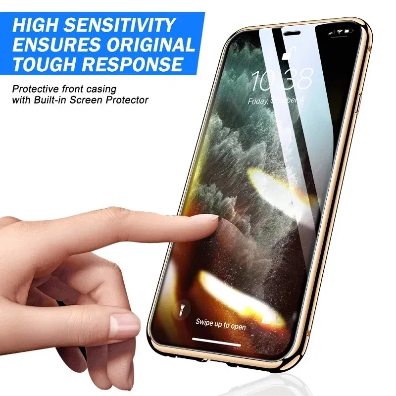 Color: Silver, Material: nylon - Magnetic Metal Case For iPhone 15 14 13 12 11 Pro 14Pro Max XS X XR 7 8 14Plus 12 Mini SE 2020 Double Sided Tempered Glass Cover