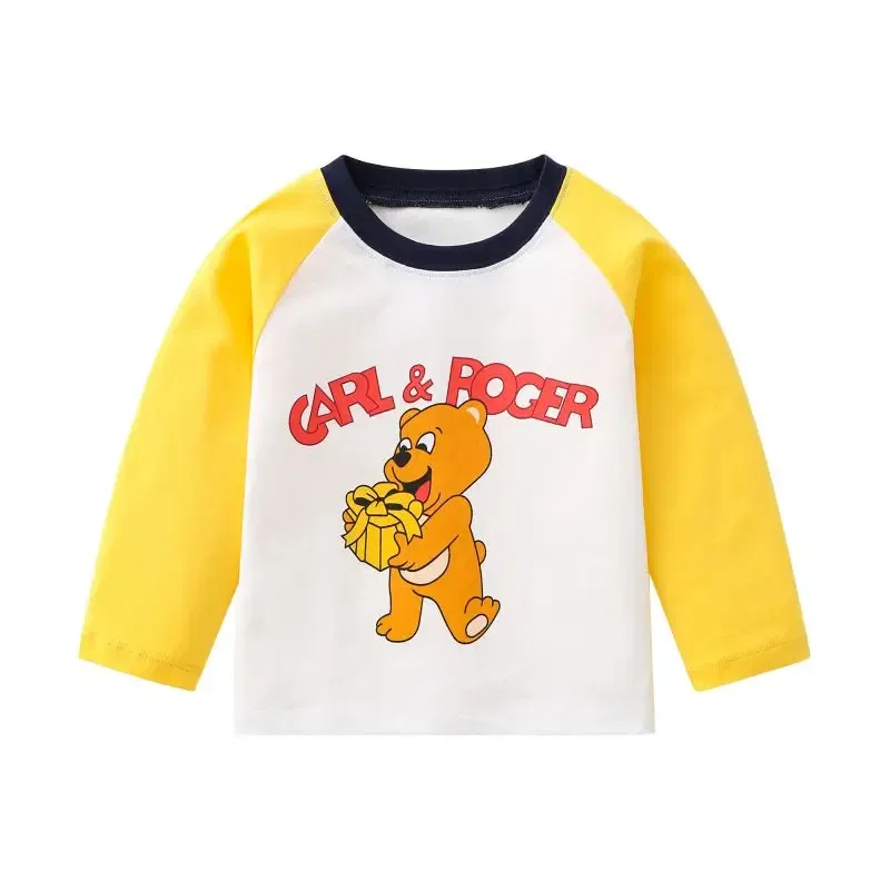 Color: GRAY, Kid Size: 18M - Children's long-sleeved T-shirt 2024 spring & fall new style small and medium-sized kidsren's baby round neck bottoming shirt