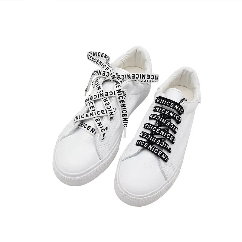 Color: GRAY, Length: 120cm, Ships From: CHINA - New 1 Pair Shoelaces Letter Print Flat Shoelaces 1CM Width Satin Silk Ribbon Sneakers Shoes Lace Casuals Canvas Shoelace Strings