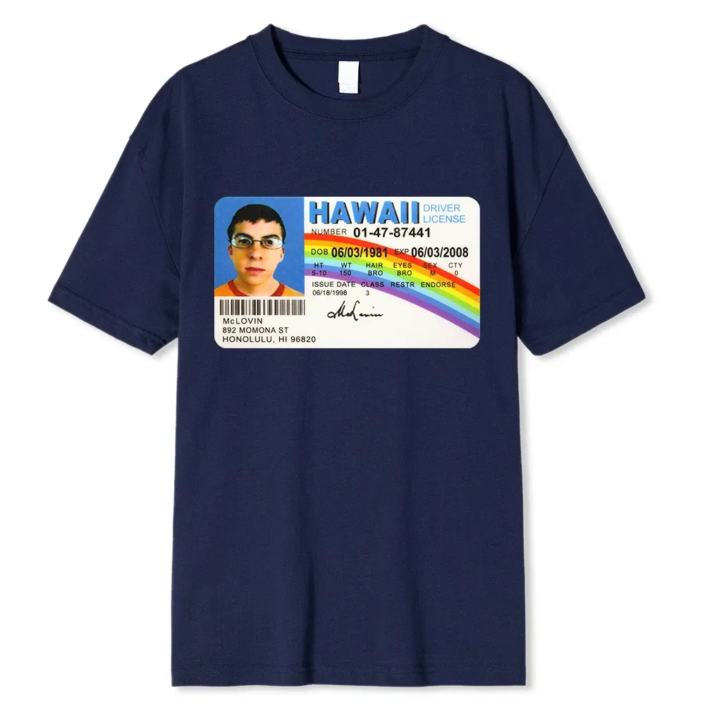 Color: Gold, Size: XXXL - Homme t Shirt Summer Men t-Shirt Mclovin Id Card Superbad Geek Mens Cotton t-Shirt Unisex t-Shirt Teenagers Cool Soft Clothing