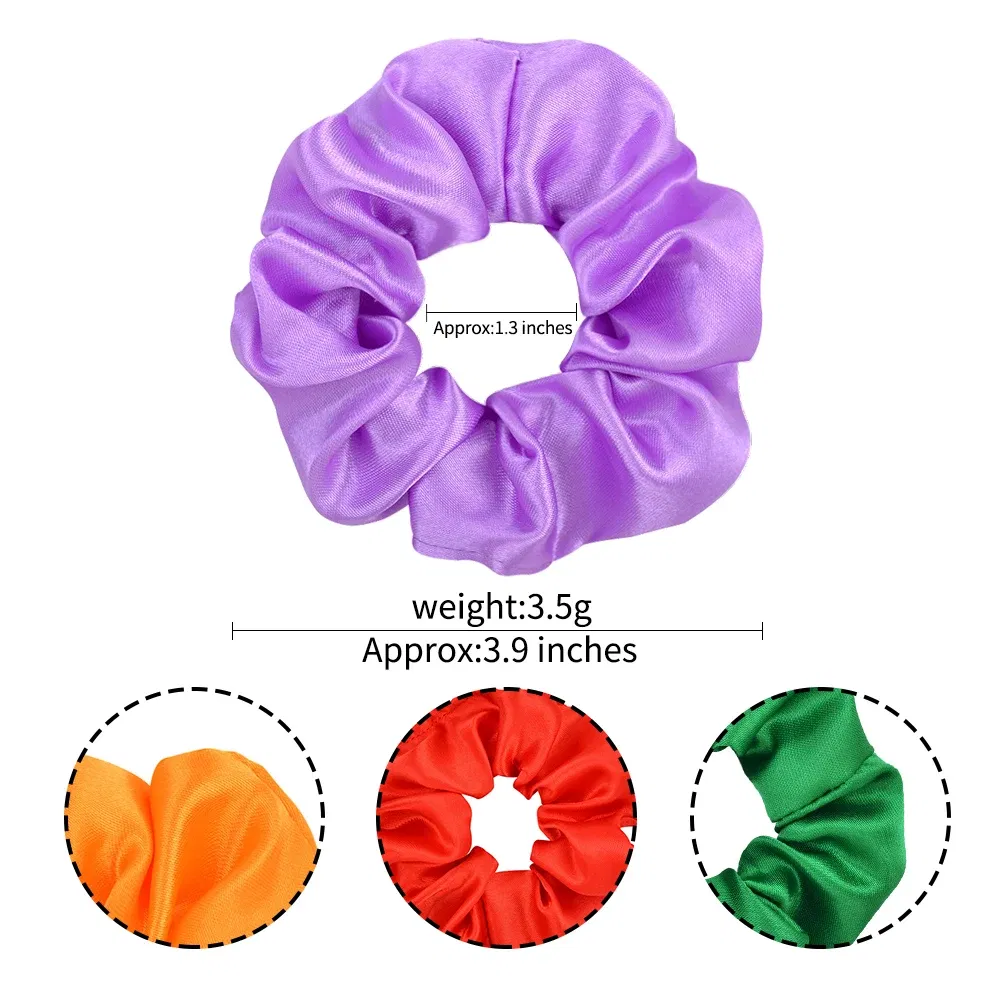 Color: Black - Real 100% Silk Large Scrunchie Women Elastic Handmade Multicolor Hair Band Ponytail Holder Headband Hair Accessories Ties Gum