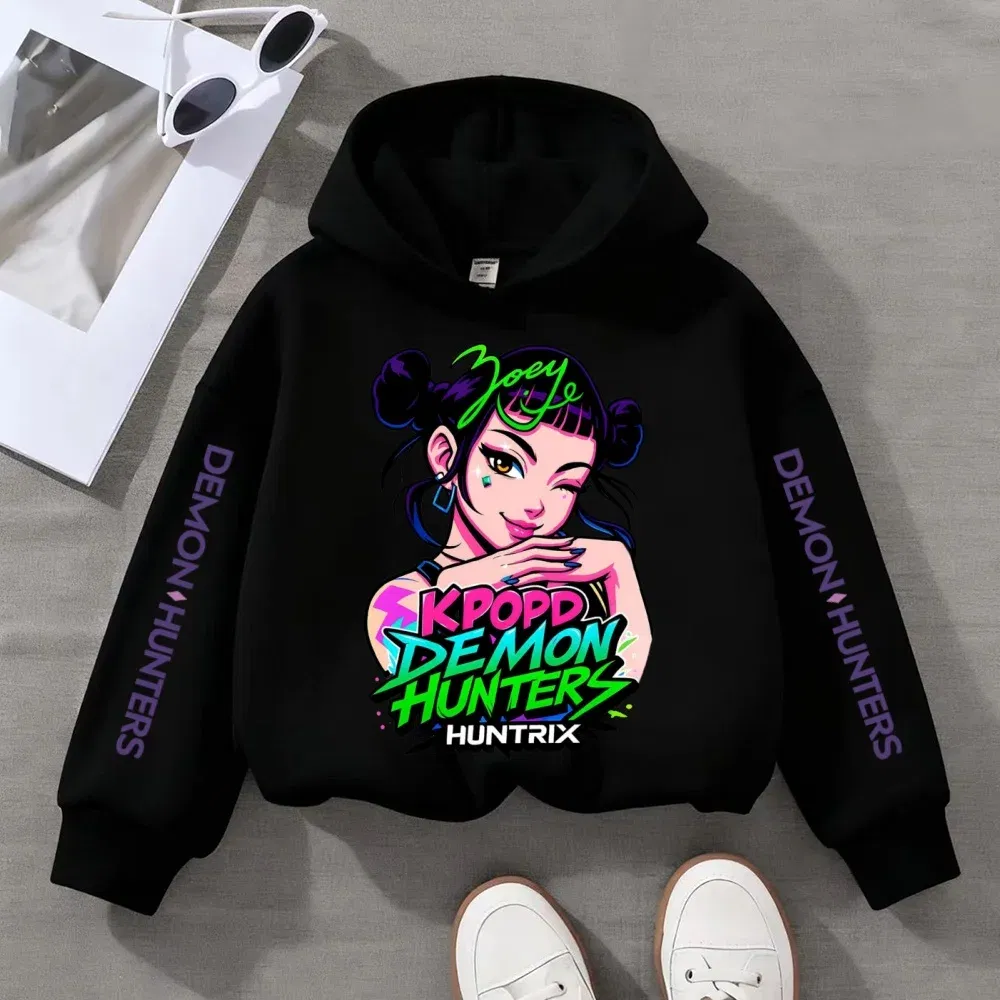 Color: black, Kid Size: 164 - Kpop Witch Hunt Children's clothing, including men's and women's spring and autumn hoodies and fashionable sweatshirts