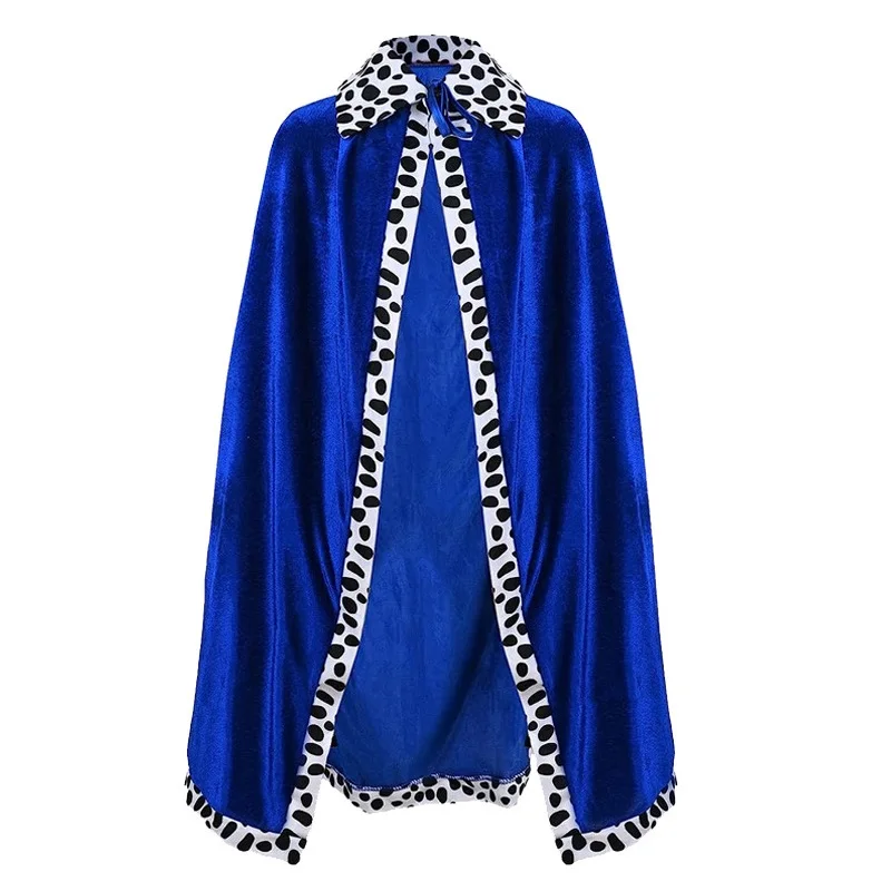 Color: Red, Size: XS - Adult Kids King Emperor Cosplay Costume Red Pleuche Cloak Prince Robe Crown Children Birthday Party  Christmas Props Cape