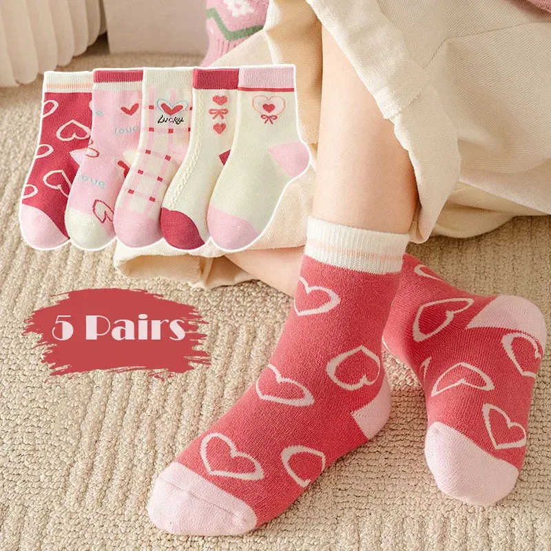 Color: Brown, Size: 10-12T - 1-14T Kids' Socks Spring Autumn Cotton Socks 5 Pairs/lot Soft Cotton Socks Calf Socks Little Big Boys Crew Sock