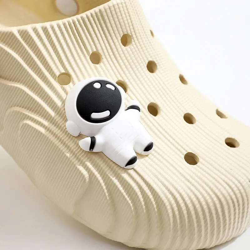 Shoe Size: 34, Color: Beige - 2024 New Fashion Women Slippers DIY Astronaut Spaceman Button Slides Non-slip Flat Sandals Beach Slippers Plus Size Women Shoes