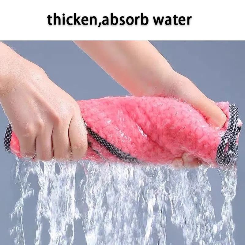 Color: WHITE - Kitchen Daily Dish Towel Cloth Kitchen Rag Non-stick Oil Thickened Table Cleaning Cloth Double-layer Absorbent Microfiber