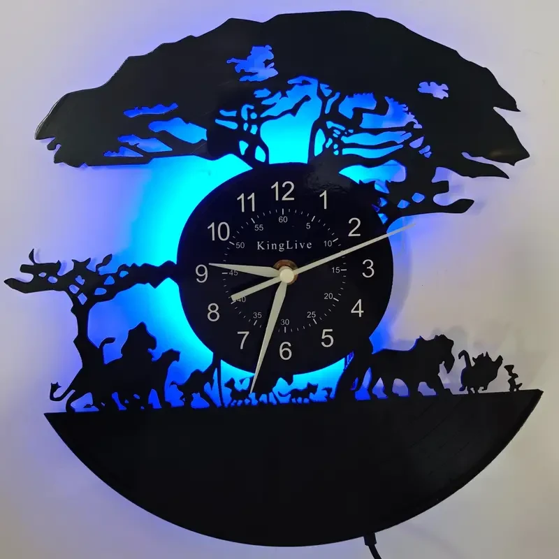 Animal Silhouette Vinyl Wall Clock with Glowing Backlight