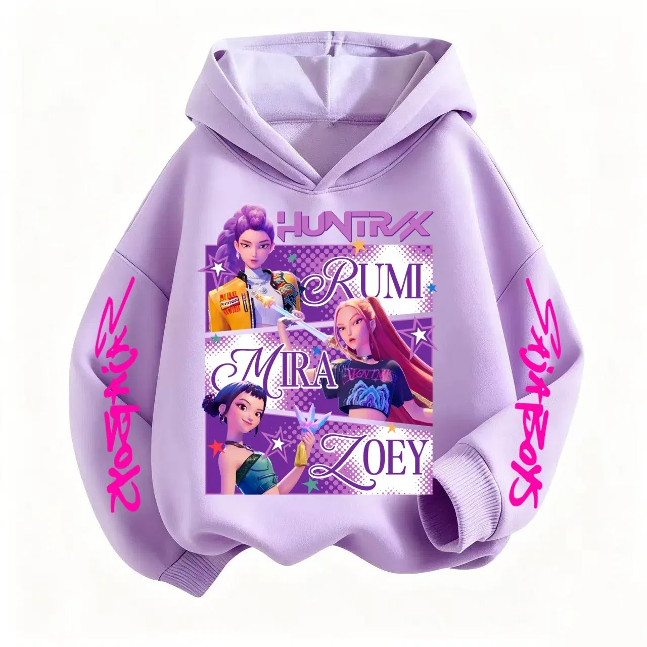 Color: SKY BLUE, Kid Size: 7 - Pure Cotton KPop Demon Hunters Mira Kids Hoodie Clothes Teen Boys Girls Clothing Fashion Clothes Spring Autumn Sweatshirt