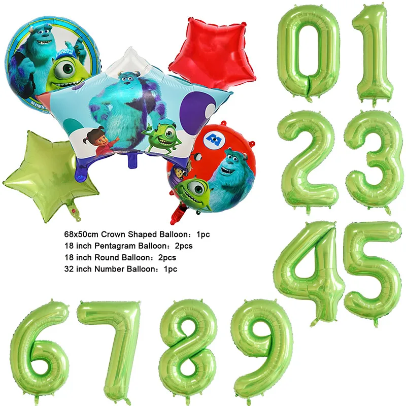 Color: Gold, Capacity: 1500ml - Monsters University Monsters, Inc. James P. Sullivan Theme Birthday Party Decoration Crown Shaped Balloon Set Baby Shower