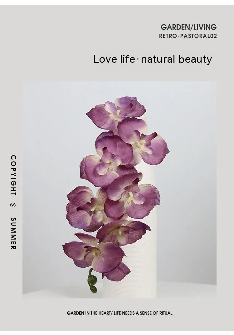 Single 8-head Autumn Butterfly Orchid Fake Flower Hotel Wedding Ceremony Layout