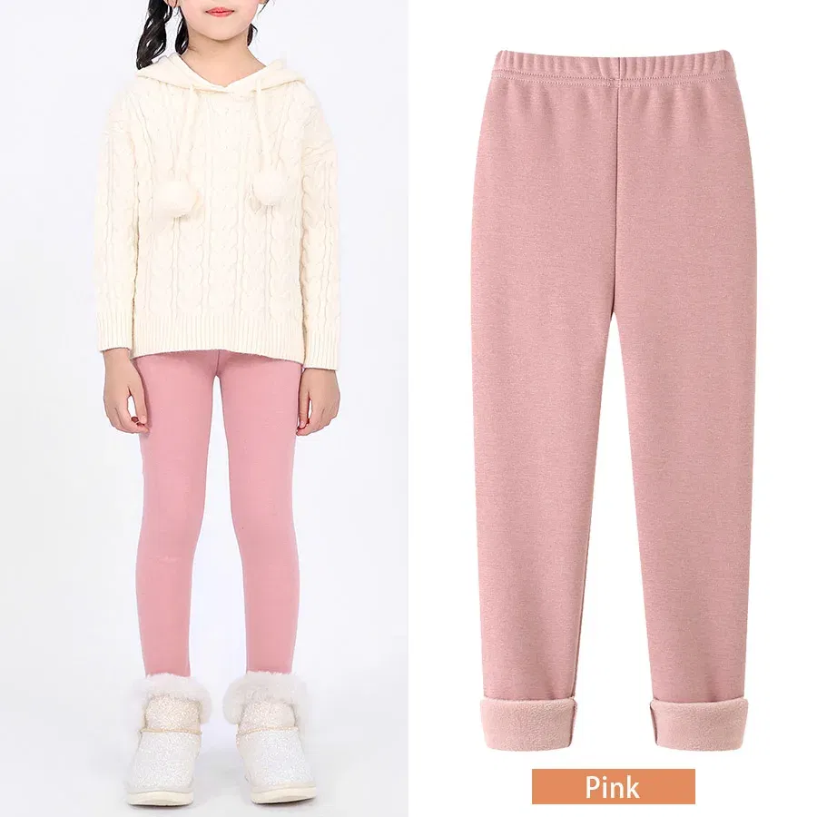 Color: Pink, Size: 140, Ships From: CHINA - SheeCute Girls Winter Warm Pants Kids Fleece Lined Leggings for 3-11 Years SCW7101