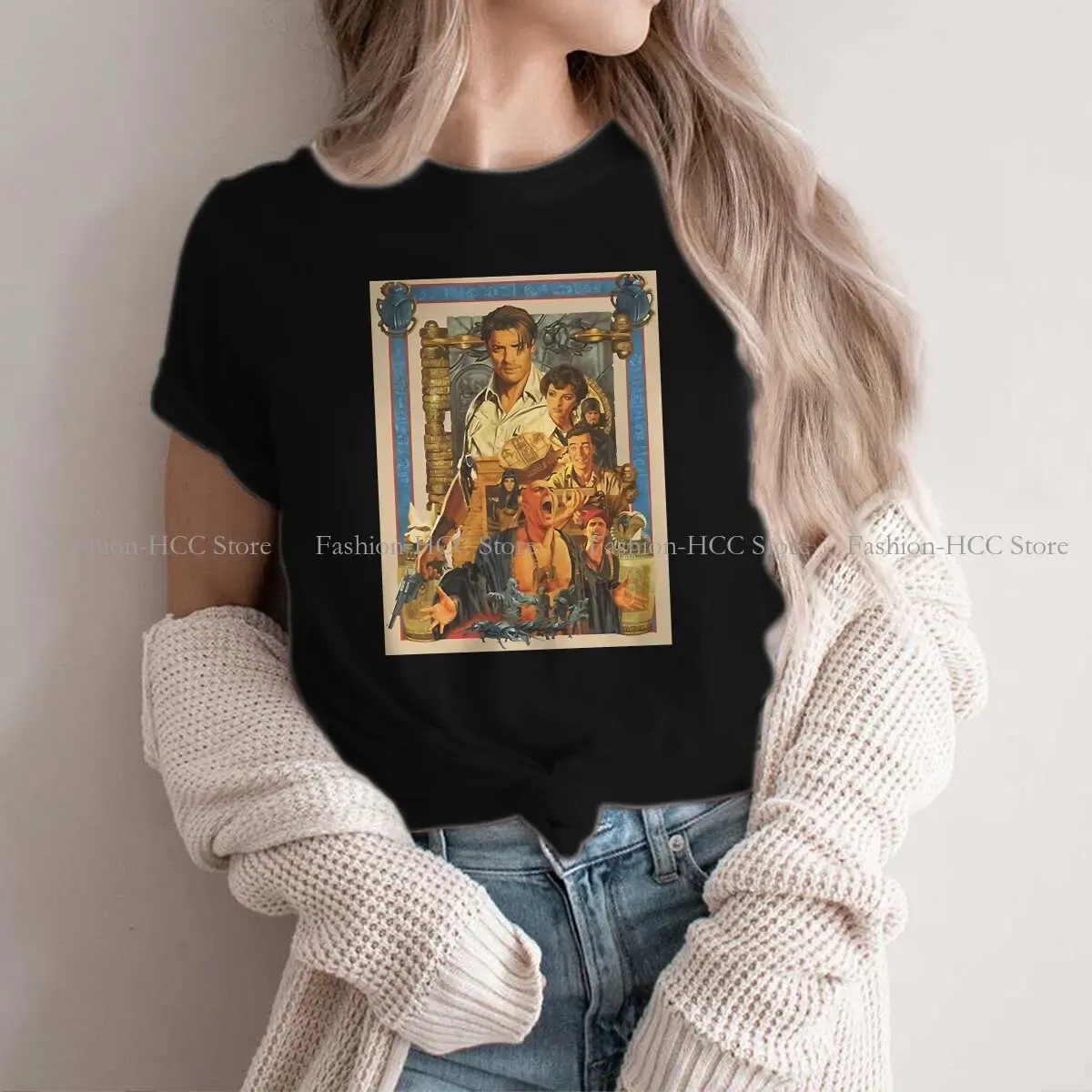 Color: WHITE, Size: XL - Brendan Fraser Poster Unique Polyester TShirt The Mummy Movie Top Quality Creative Graphic T Shirt Stuff