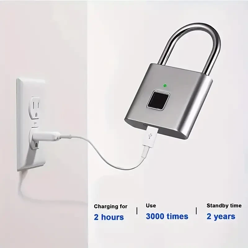 Mini Smart Fingerprint Padlock - USB Rechargeable & Water-Resistant
