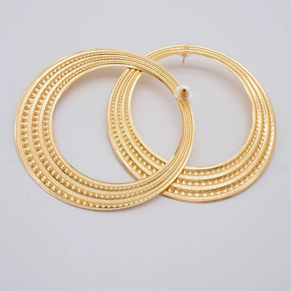 Metal Color: BRONZE - Gold Color Stud Earring Pendant Big Geometric Hoop Earrings For Women Round Circle Earrings Hoops Punk Jewelry 2022