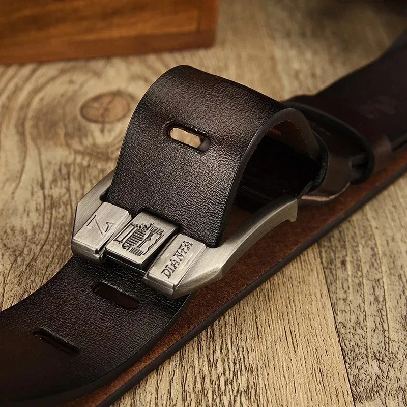 Color: black, Belt Length: 110cm - 130CM Leather Cowhide Men's Belt Fashion Metal Alloy Pin Buckle Adult Luxury Brand Jeans Business Casual Waist Male Strap Brand