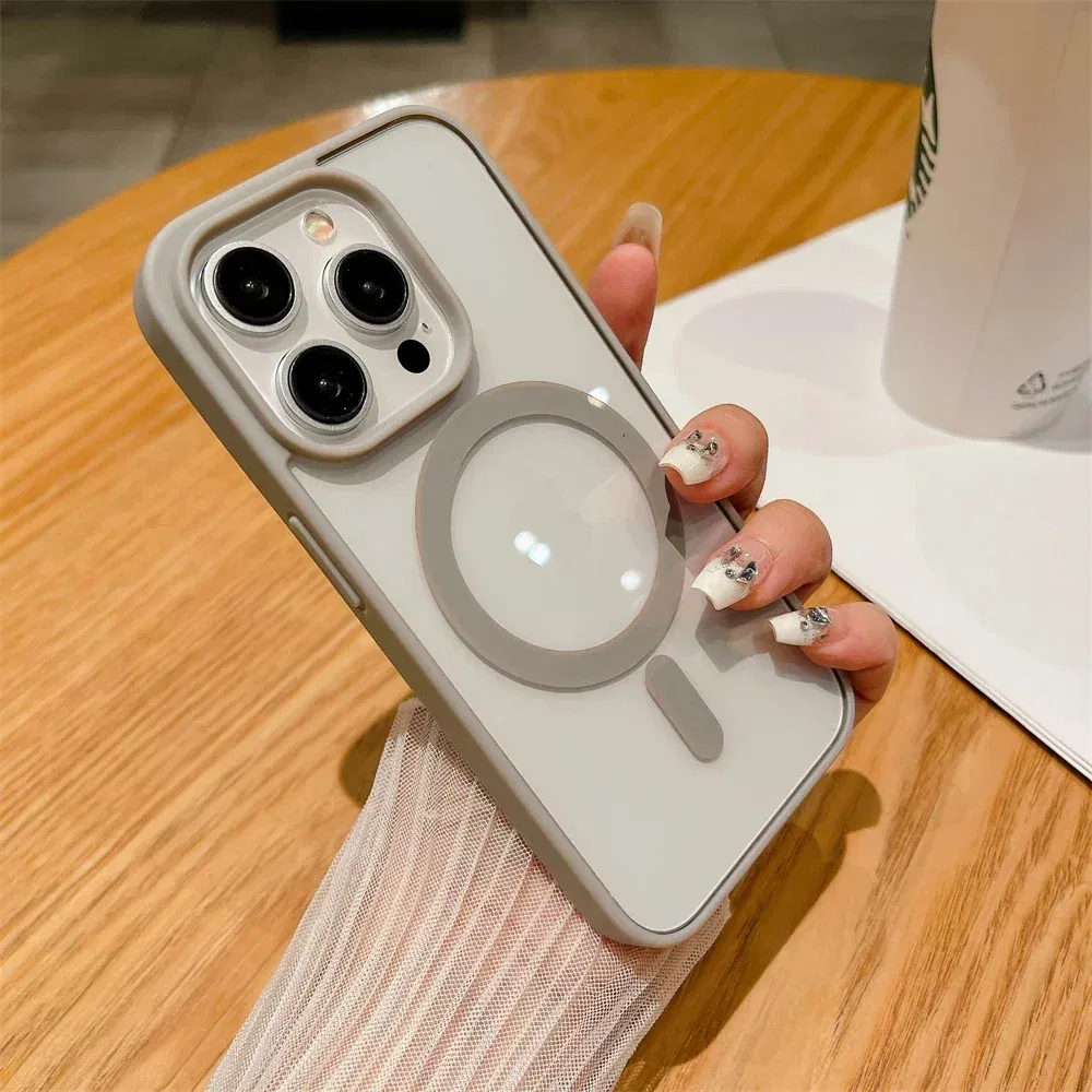 Color: Blue, Material: EVA - Luxury Shockproof Magsafe Wireless Charge Case for iPhone 17 Air 16 15 14 Plus 13 12 Mini 11 Pro Max Clear Magnetic Bumper Cover