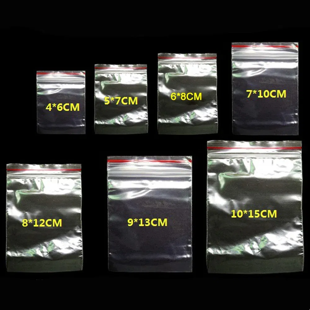 Color: Dark Khaki, Number of Pcs: 100Pcs, Specification: 10*15cm - 100pcs/pack Small Zip Lock Plastic Bags Reclosable Transparent Bag Shoe Bag Vacuum Storage Bag Food Storage Bag Poly Clear Bags