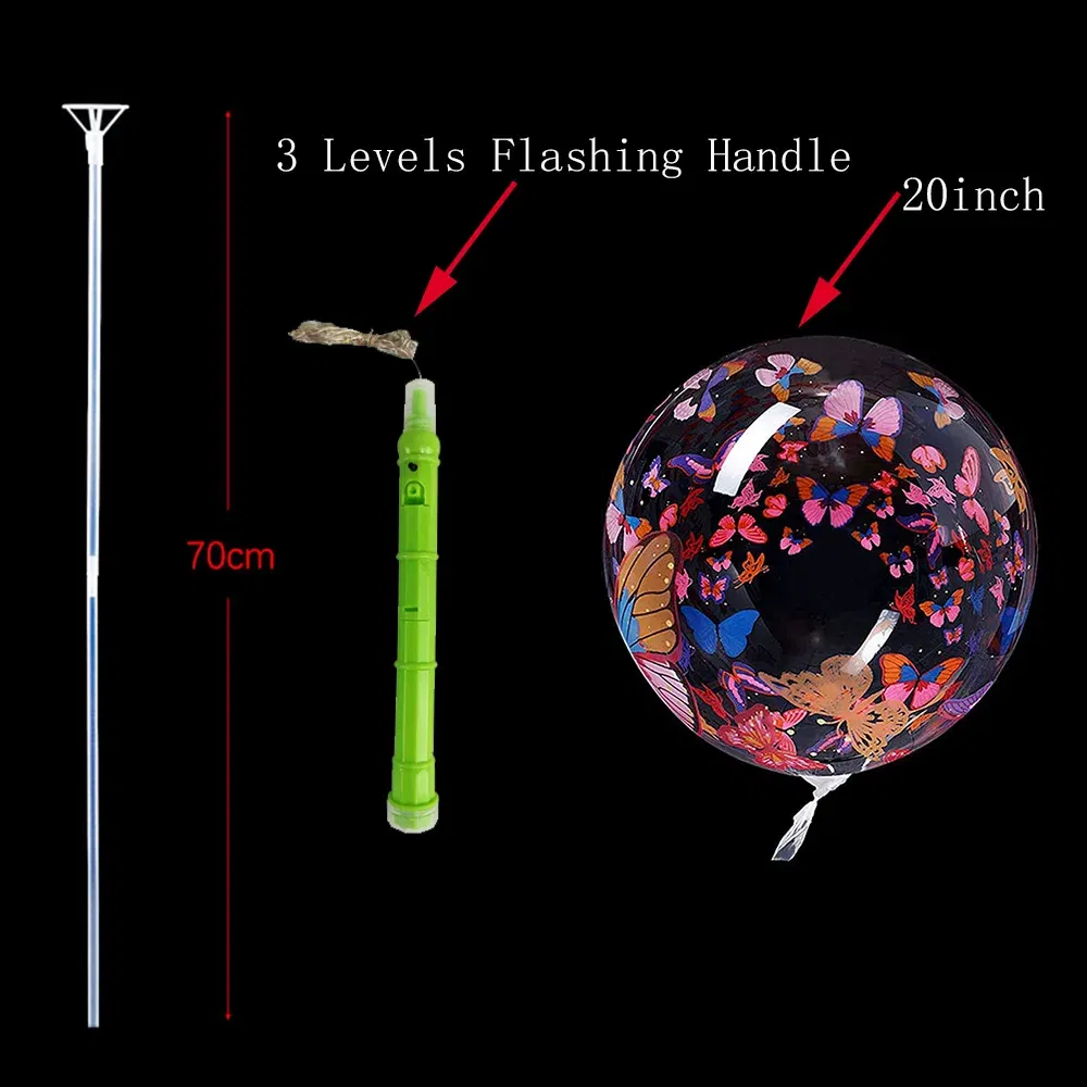 Color: Camouflage, Ballon Size: 10inch, Shape: N - 1/5/10/20/30pcs LED Light Up BoBo Balloons Colorful 3 Levels Flashing Handle 20 Inches Bubble Balloon 70cm Stick