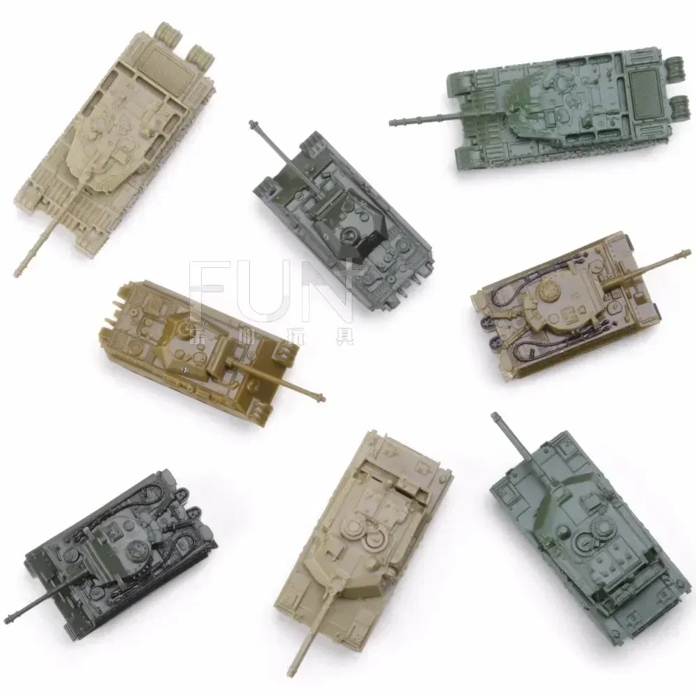 Color: Blue - 1/144 4D Classic Tank Model WWII Tiger Leopard US GER CHN USSR RUS Finished Model Sand Table Plastic Tanks Toy