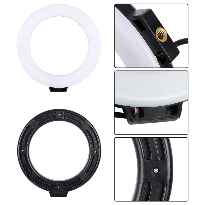 Color: WHITE, Ships From: CHINA - 6inch Mini LED Desktop Video Ring Light Selfie Lamp With Tripod Stand USB Plug Table Lamp For Make TikTok Youtube Makeup Video