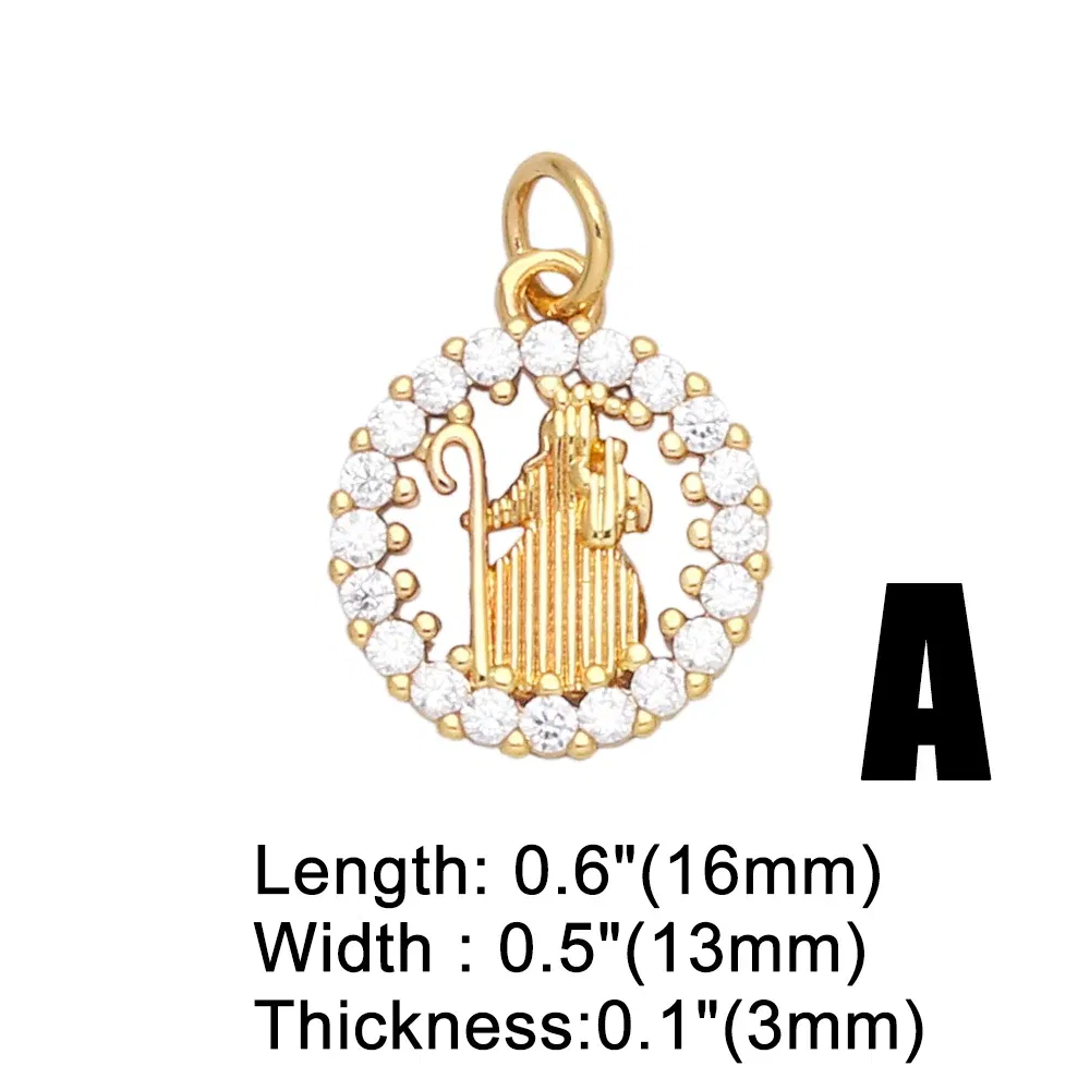 Metal color: Light Yellow Gold Color - OCESRIO Virgin Mary Charms for Necklace Earrings Gold Plated Copper CZ Cross FE Handmade Jewelry Making Supplies DIY chma151