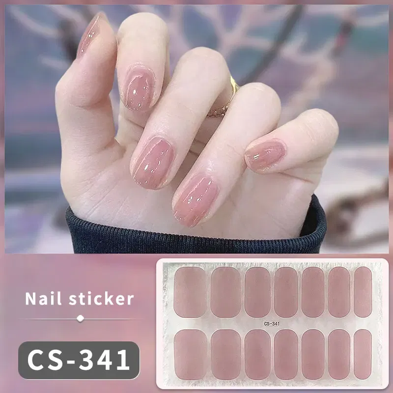 Color: plum - DIY Gel Nail Stickers Cured-free Long-Lasting Solid Color Nail Strips Patch Slider Sticker Full Cover Decal Nail Manicure Patch