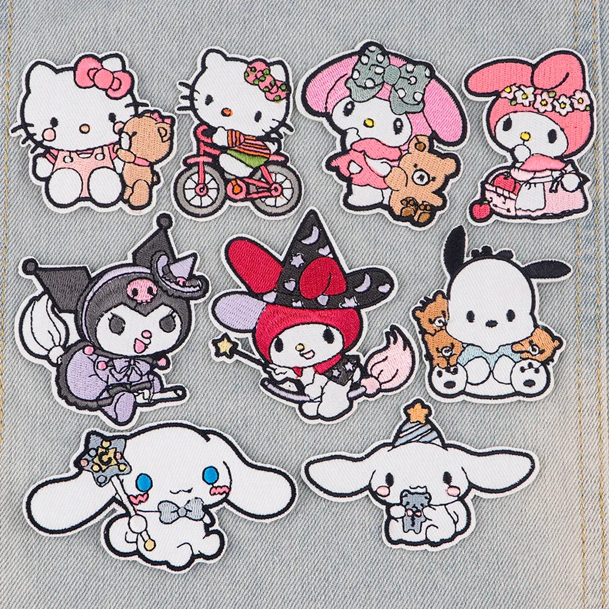 Color: antique silver - Anime White Dog Patches for Clothing Kawaii Embroidered Patches on Clothes Stickers DIY Ironing Appliques Jacket Jeans Stripes