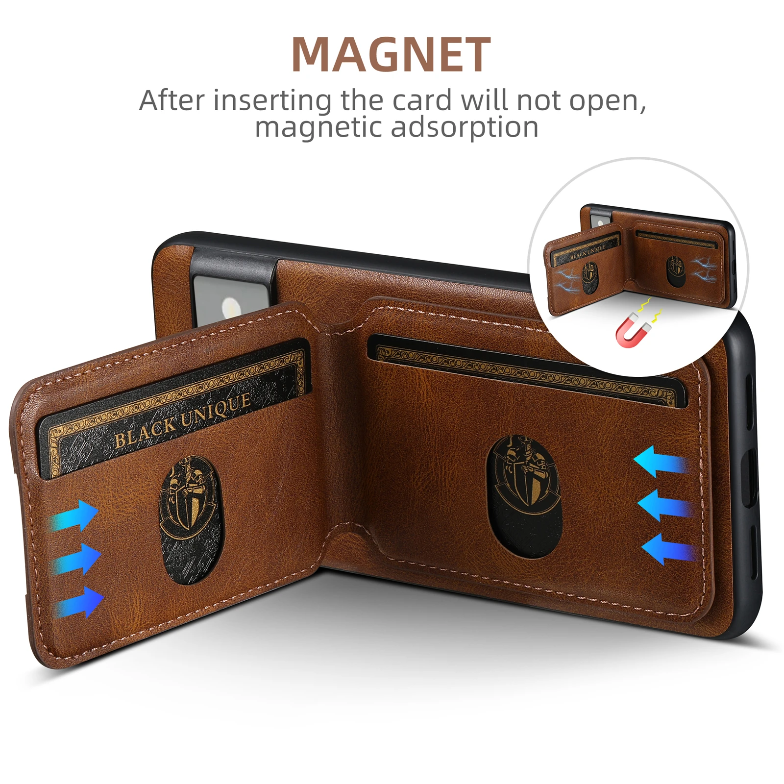 Color: Blue, Material: Microfiber - SUTENI Card Holder Leather Pocket Wallet Phone Case Stand For Google Pixel 8A 8Pro 7 7Pro 7A 6 6Pro 6A