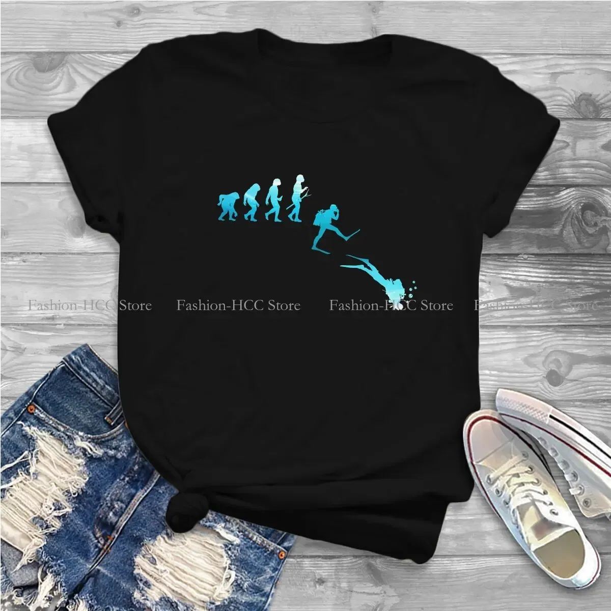 Color: WHITE, Size: XXL - Evolution Polyester TShirts Scuba Diving Print Homme T Shirt Hipster Clothing