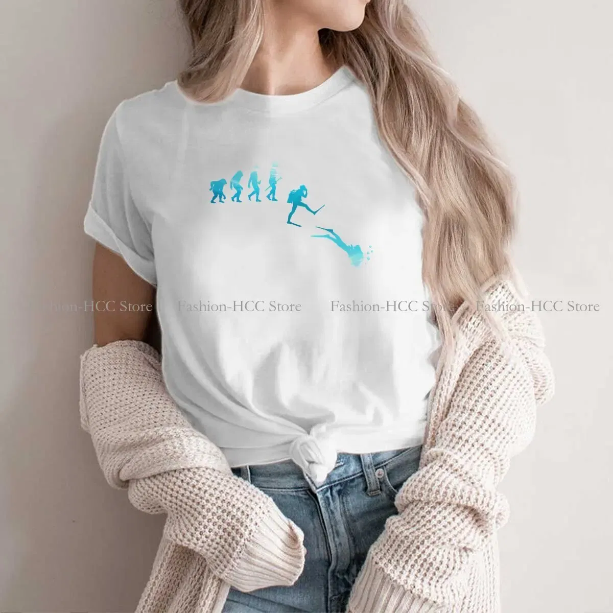 Color: WHITE, Size: XXL - Evolution Polyester TShirts Scuba Diving Print Homme T Shirt Hipster Clothing