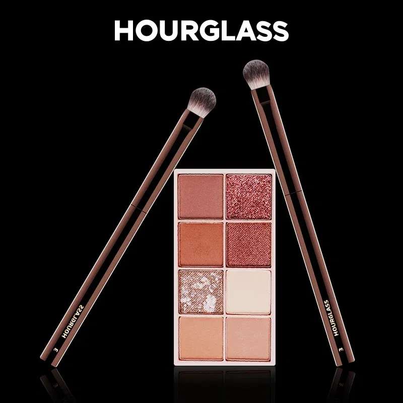 Handle Color: Silver - Hourglass Makeup Brushes Powder Foundation Concealer Blusher Bronzer Eye Shadow Eyebrow Eyeliner Sculpting Brush