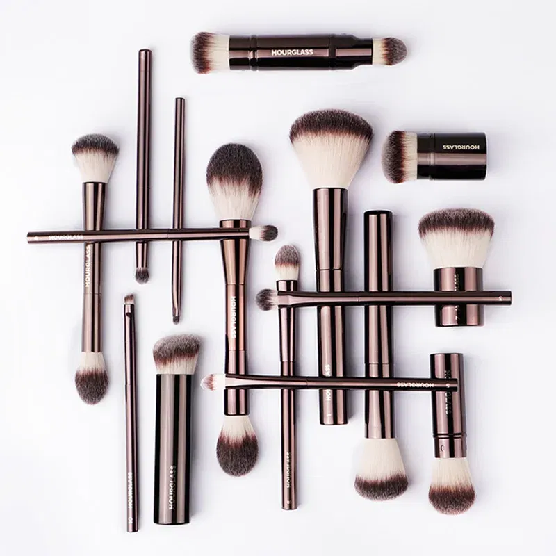 Handle Color: Silver - Hourglass Makeup Brushes Powder Foundation Concealer Blusher Bronzer Eye Shadow Eyebrow Eyeliner Sculpting Brush