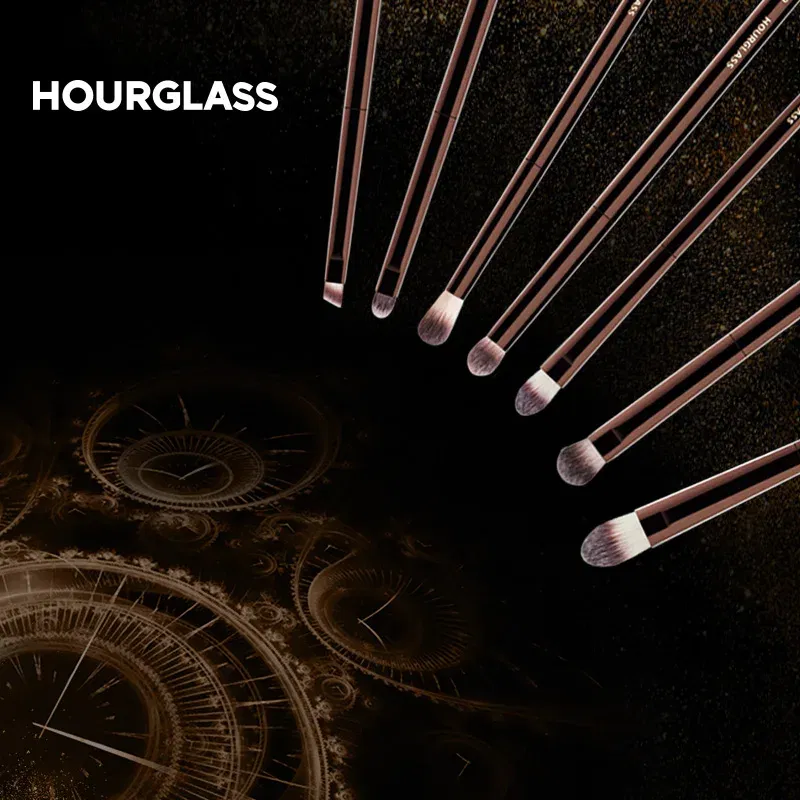 Handle Color: Silver - Hourglass Makeup Brushes Powder Foundation Concealer Blusher Bronzer Eye Shadow Eyebrow Eyeliner Sculpting Brush