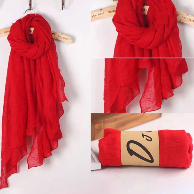 Color: Navy Blue - 652F Women Solid Color Scarfs Large Long Lightweight Headscarf Linen Sheer Shawl Wrap
