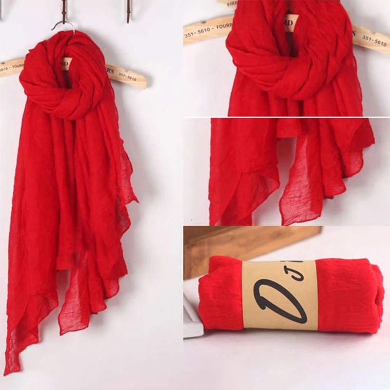 Color: Navy Blue - 652F Women Solid Color Scarfs Large Long Lightweight Headscarf Linen Sheer Shawl Wrap