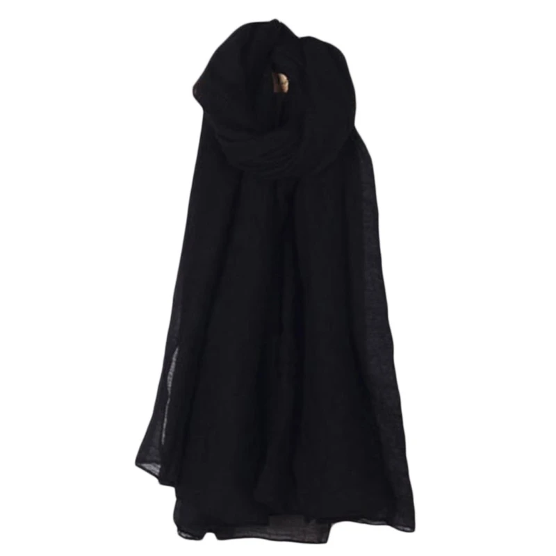 Color: Navy Blue - 652F Women Solid Color Scarfs Large Long Lightweight Headscarf Linen Sheer Shawl Wrap