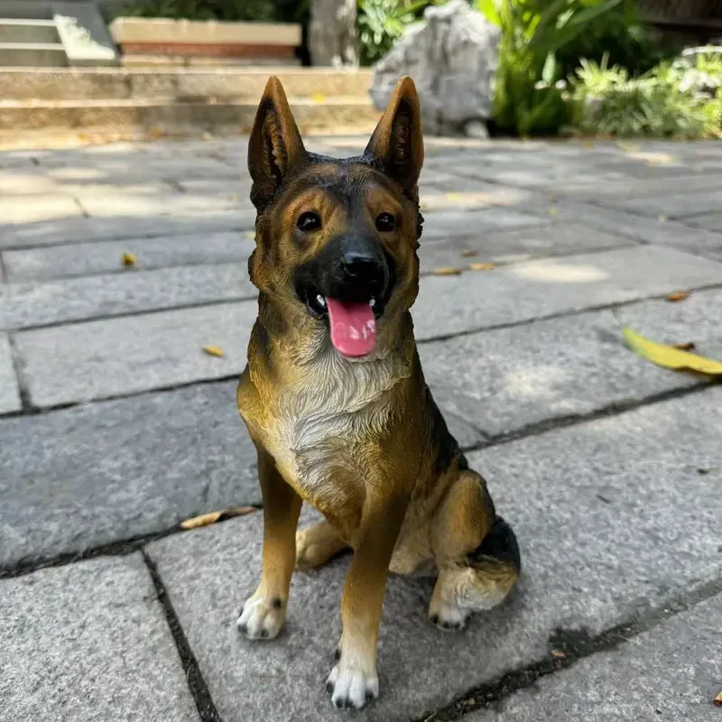 German Shepherd Resin Statue for Indoor Display or Outdoor Garden Decoration